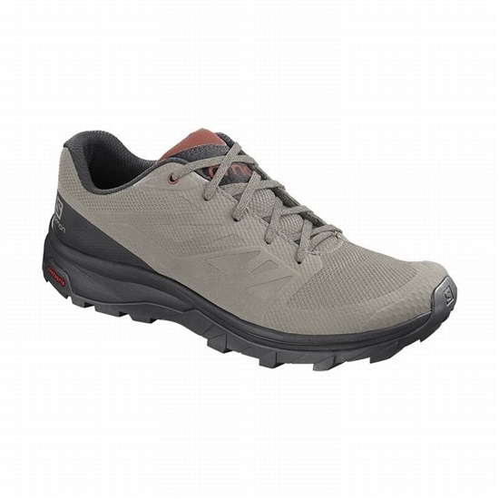 Black / Dark Red Men's Salomon OUTLINE Hiking Shoes | 045-XQGTNZ