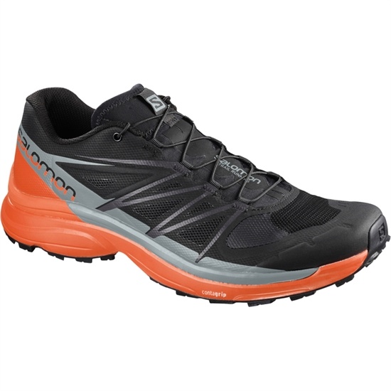 Black / Grey / Orange Men's Salomon WINGS PRO 3 Trail Running Shoes | 497-XIGQRC