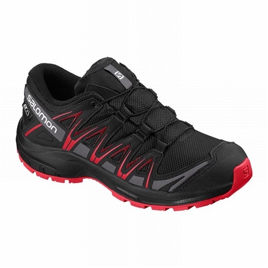 Black Kids' Salomon XA PRO 3D CLIMASALOMON WATERPROOF Hiking Shoes | 587-VSAUJX