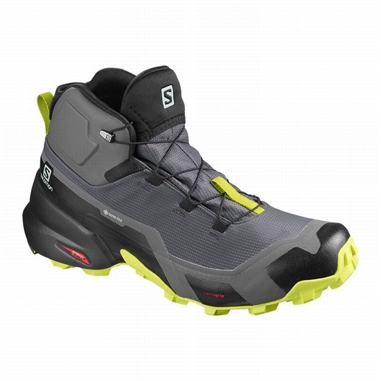 Black / Light Green Men's Salomon CROSS HIKE MID GORE-TEX Hiking Boots | 925-HPQGMC