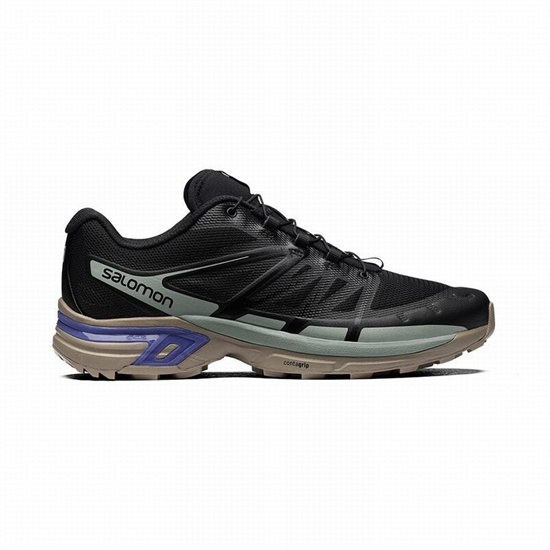 Black / Light Turquoise Men's Salomon XT-WINGS 2 Trail Running Shoes | 507-AKXNQD