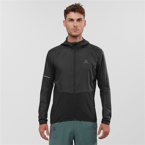 Black Men's Salomon AGILE FZ HOODIE Midlayers | 324-ZWPFSA