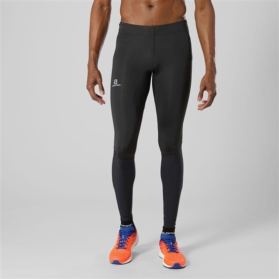 Black Men's Salomon AGILE LONG Tights | 768-RHSGMW
