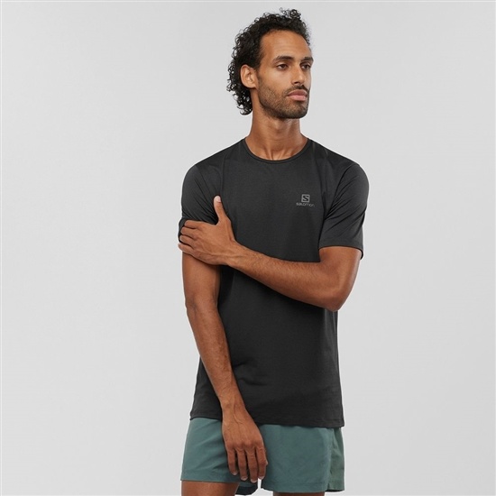 Black Men's Salomon AGILE TRAINING Tops | 789-LFHEMB