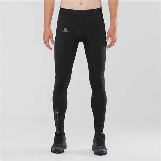 Black Men's Salomon EXO MOTION LONG Tights | 325-UXEWKA