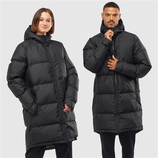 Black Men's Salomon OUTLIFE PACKABLE LONG PUFFER JKT U Insulated Jackets | 431-NZGAWJ
