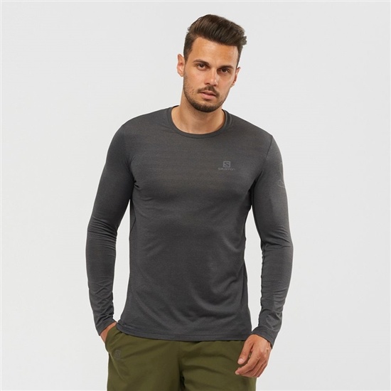 Black Men's Salomon OUTLINE Long Sleeve T Shirts | 897-GWZPYC