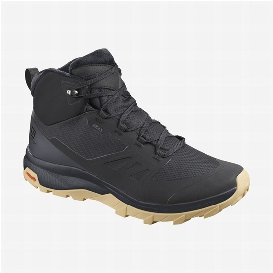 Black Men's Salomon OUTSNAP CLIMASALOMON WATERPROOF Winter Boots | 376-CPUYJH