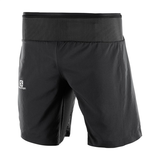 Black Men's Salomon TRAIL RUNNER TWINSKIN M Tights | 658-MIWYZN
