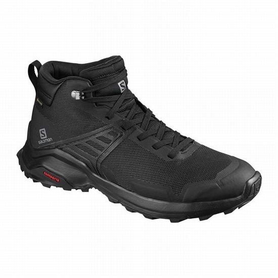 Black Men's Salomon X RAISE MID GORE-TEX Hiking Shoes | 541-JWMQRO