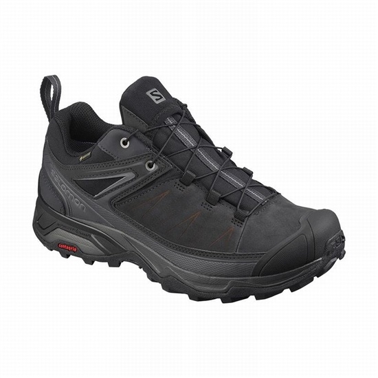 Black Men's Salomon X ULTRA 3 LEATHER GORE-TEX Hiking Shoes | 523-KPZWOI