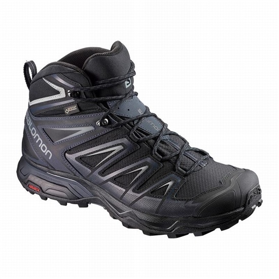 Black Men's Salomon X ULTRA 3 MID GORE-TEX Hiking Boots | 931-WTKFEC
