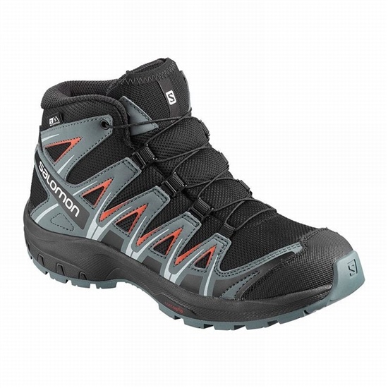 Black / Pink Kids' Salomon XA PRO 3D MID CSWP J Trail Running Shoes | 356-TQJYMC