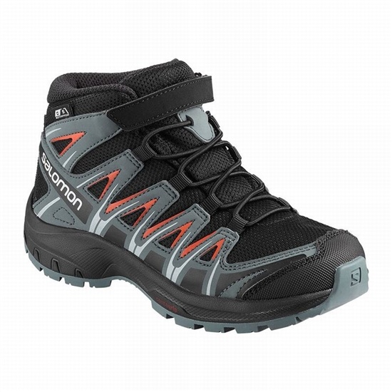 Black / Pink Kids' Salomon XA PRO 3D MID CSWP K Hiking Shoes | 718-IWPRBK