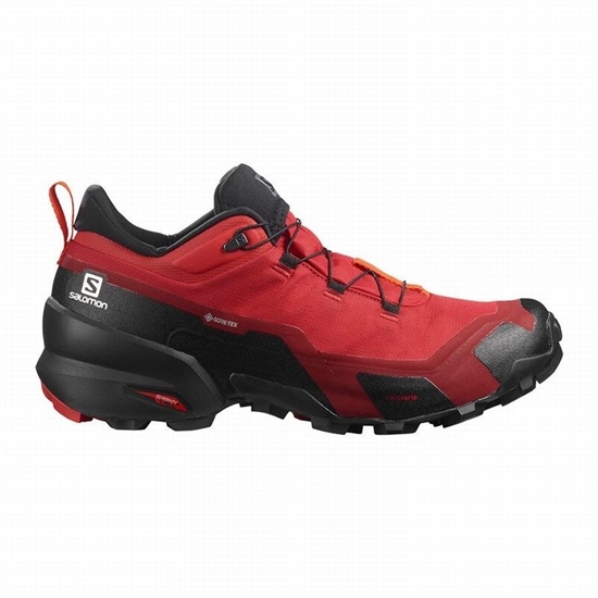 Black / Red Orange Men's Salomon CROSS HIKE GORE-TEX Hiking Shoes | 037-WSHKYO