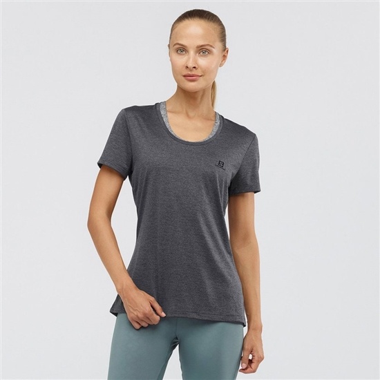 Black Women's Salomon AGILE T Shirts | 032-RECAUF