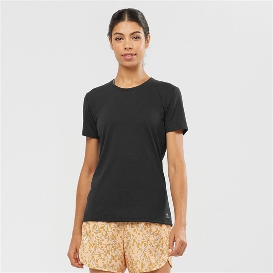 Black Women's Salomon COMET SLEEVE T Shirts | 427-LRKFNV