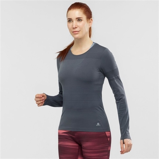 Black Women's Salomon ELEVATE MOVE'ON LS Midlayers | 376-YSWAXJ
