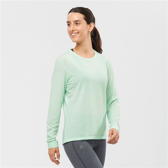 Black Women's Salomon ESSENTIAL LONG SLEEVE Midlayers | 268-IZLRTH