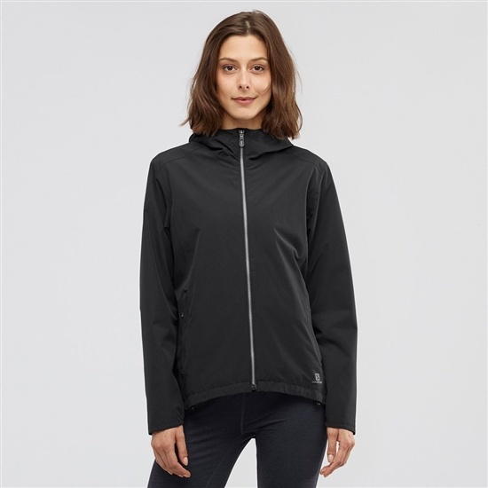 Black Women's Salomon ESSENTIAL WATERPROOF 2L Jackets | 694-MZCNJR