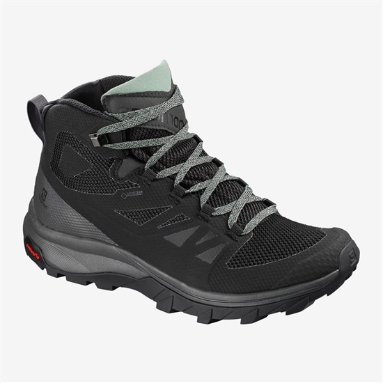 Black Women's Salomon OUTLINE MID GTX Hiking Shoes | 354-YHWJNG