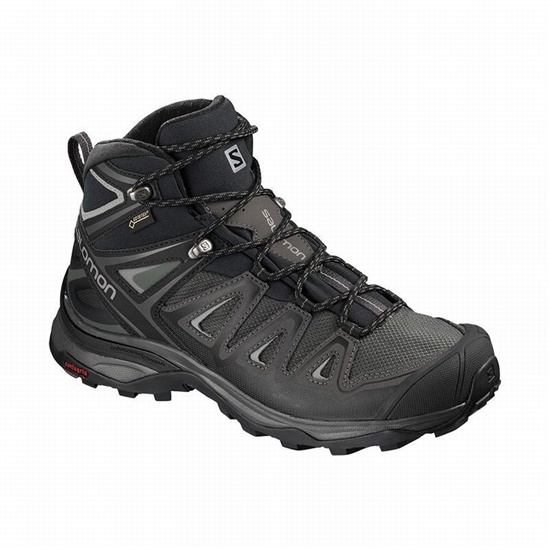 Black Women's Salomon X ULTRA 3 MID GORE-TEX Hiking Boots | 190-PYSJKW