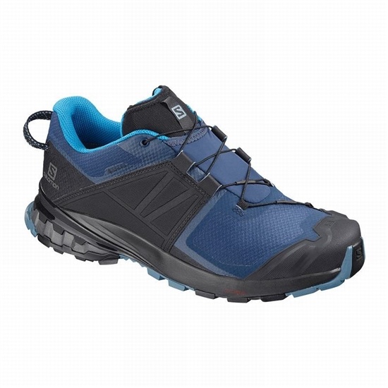 Blue / Black Men's Salomon XA WILD GORE-TEX Trail Running Shoes | 714-LFPHQX