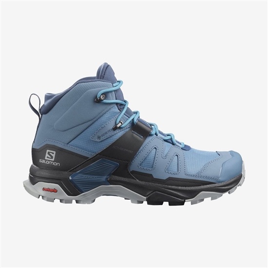 Blue / Black Women's Salomon X ULTRA 4 MID GTX Hiking Shoes | 084-IHNPRK