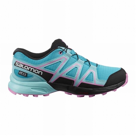 Blue / Brown Turquoise Kids' Salomon SPEEDCROSS CLIMASALOMON WATERPROOF Trail Running Shoes | 253-CJHPVN