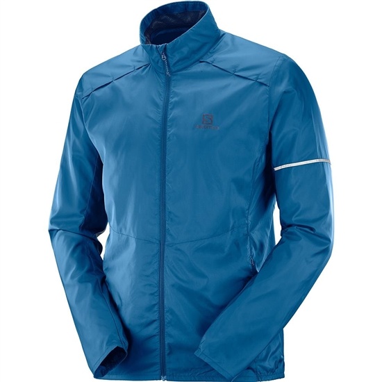 Blue Men's Salomon AGILE WIND JKT M Midlayers | 178-GIPDKM