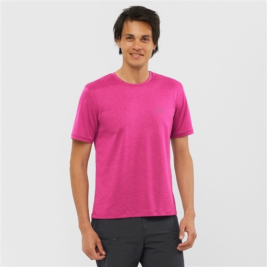 Blue Men's Salomon EXPLORE M Short Sleeve T Shirts | 142-YUBZIE
