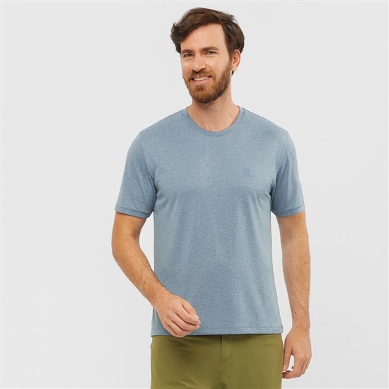 Blue Men's Salomon EXPLORE M Short Sleeve T Shirts | 897-AKWHVB