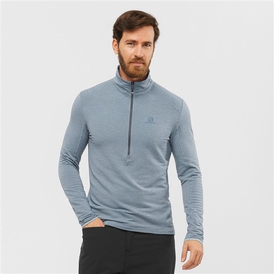 Blue Men's Salomon OUTLINE HALF ZIP MID Midlayers | 159-EIJLUP