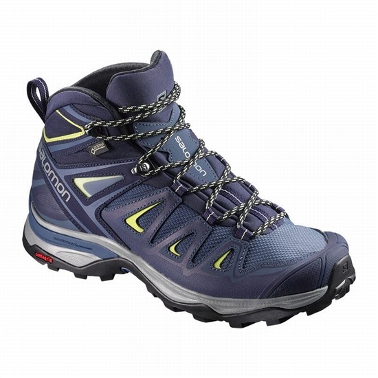 Blue Women's Salomon X ULTRA 3 MID GORE-TEX Hiking Boots | 120-IAXFSM