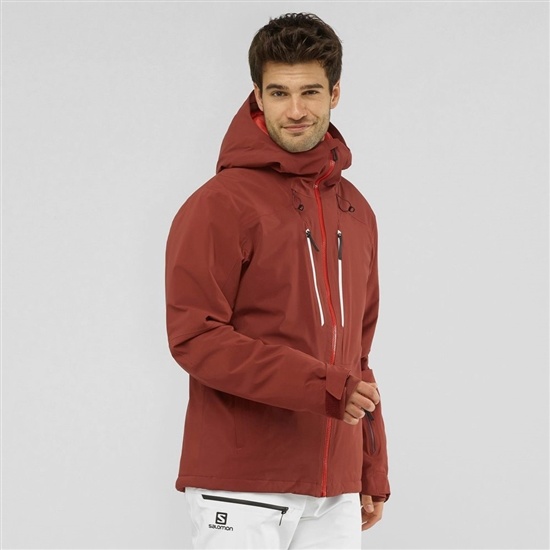 Brown Men's Salomon HIGHLAND Ski Jackets | 568-PESUDV