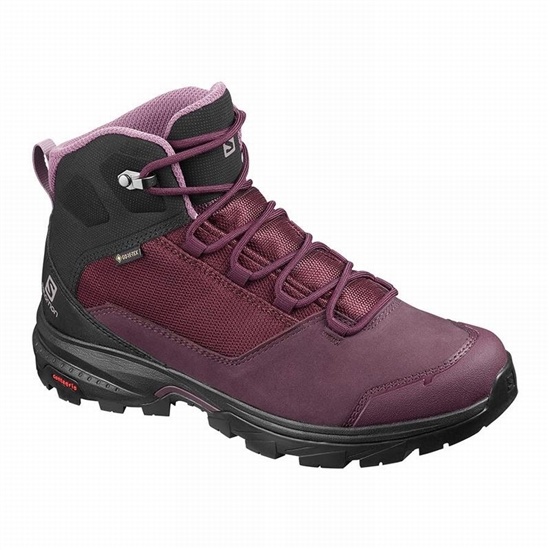 Burgundy / Black Women's Salomon OUTWARD GORE-TEX Hiking Boots | 187-QLORVG