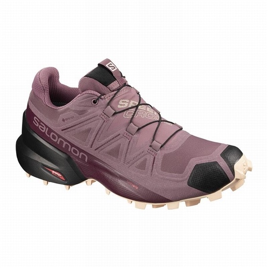 Burgundy / Black Women's Salomon SPEEDCROSS 5 GORE-TEX Trail Running Shoes | 289-ZCINKO