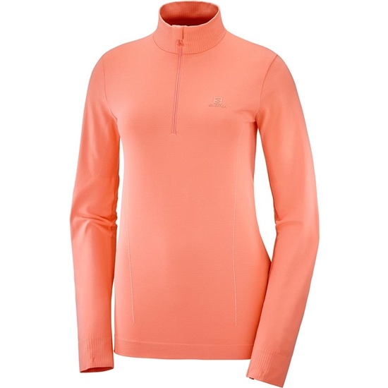 Coral Women's Salomon COMET SEAMLESS HALF ZIP W Midlayers | 241-KNAPIE