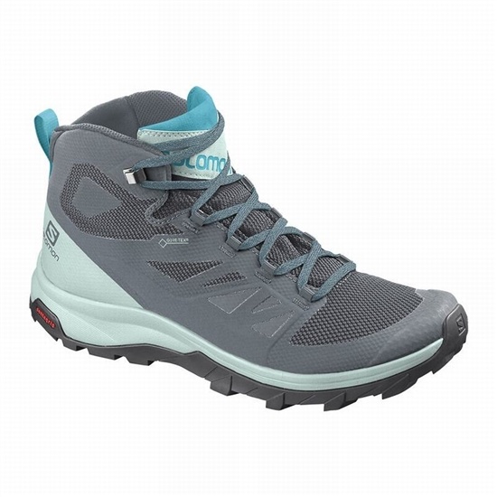 Dark Blue / Grey Women's Salomon OUTLINE MID GORE-TEX Hiking Boots | 098-FYPRJV