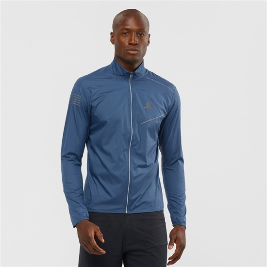 Dark Denim Men's Salomon SENSE M Wind Breakers | 538-DIZJFE