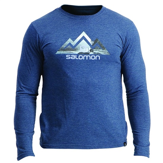 Dark Denim Men's Salomon TIP TOE LS M T Shirts | 308-PJZLVT