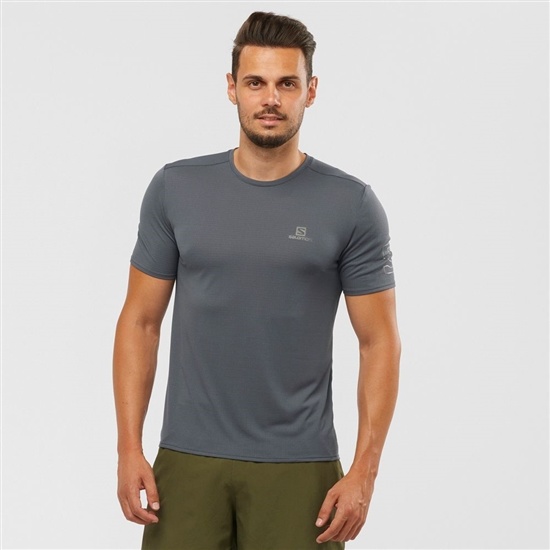 Dark Gery Men's Salomon XA TRAIL Short Sleeve T Shirts | 208-OXIHRS
