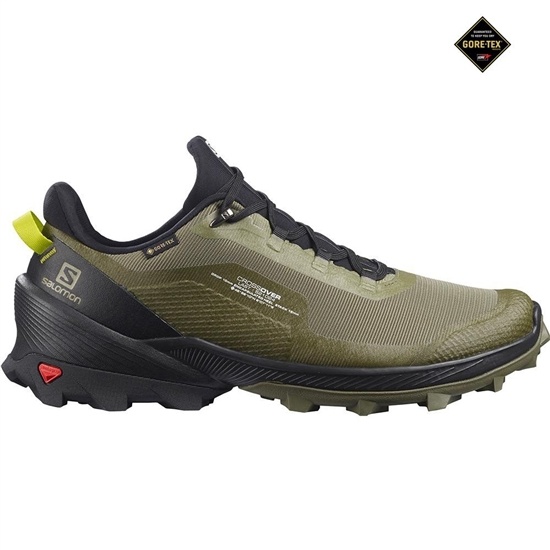 Deep Green Men's Salomon CROSS OVER GORE-TEX Running Shoes | 708-FGDJIY