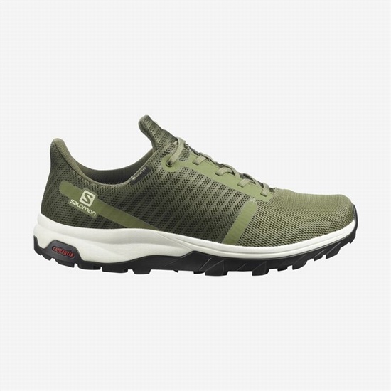 Deep Green / Olive Men's Salomon OUTBOUND PRISM GORE-TEX Hiking Shoes | 908-XELYUK
