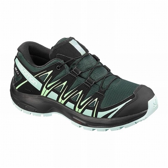 Green / Black Kids' Salomon XA PRO 3D CLIMASALOMON WATERPROOF Hiking Shoes | 234-WRHMLY