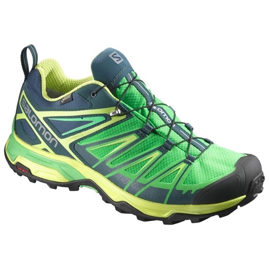 Green / Black Men's Salomon X ULTRA 3 GTX Hiking Shoes | 623-AMZUWH