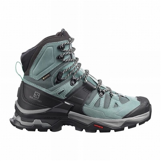 Green / Blue Women's Salomon QUEST 4 GORE-TEX Hiking Boots | 548-ZQWUSJ