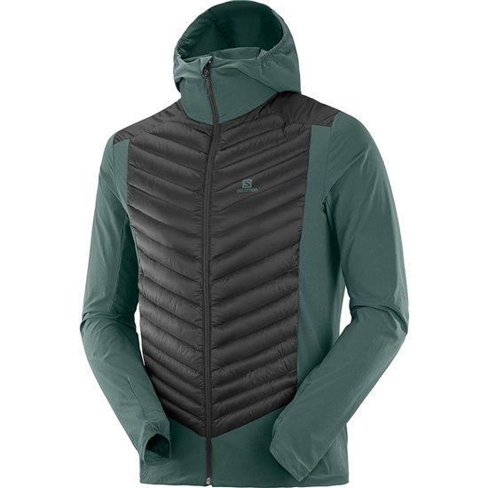 Green Men's Salomon HALOES DOWN HYBRID M Jackets | 308-ELZRNC