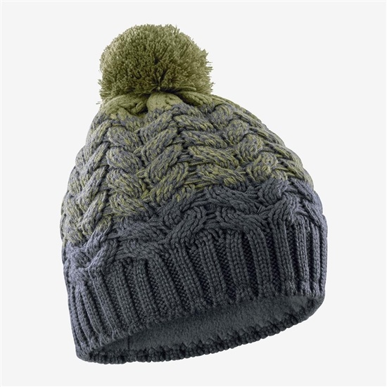 Green Men's Salomon POLY Beanie | 214-TCZFEY