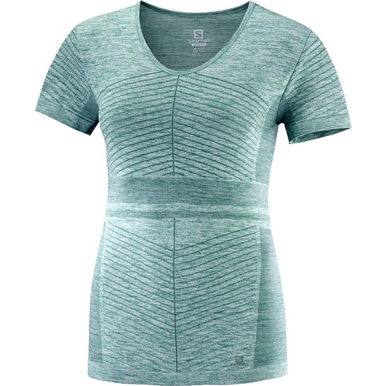 Green Women's Salomon ELEVATE MOVE'ON SS W T Shirts | 846-PBDHOC